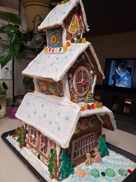 Three story gingerbread house 2 Story Gingerbread House, Two Story Gingerbread House, Graham Cracker Gingerbread House, Mix Baby Girl, Mixed Babies, Gingerbread Houses, Graham Cracker, Christmas Baking, Graham Crackers