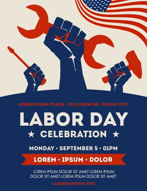 LABOR DAY FLYER Us Labour Day, Labor Day Poster Design, Queer Activism, Labor Day Design, Labor Day Poster, Holiday Social Media Posts, Posters Layout, Graphic Design Posters Layout, Ad Layout