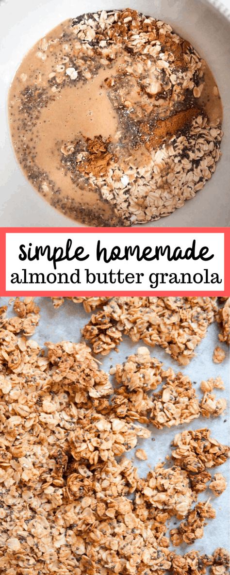 Healthy Peanut Butter Granola, Peanut Butter Granola Recipe, Almond Butter Granola, Vanilla Granola, Homemade Almond Butter, Homemade Cereal, Yogurt Toppings, Almond Butter Recipes, Granola Recipe Homemade