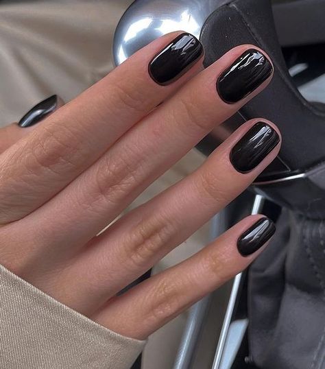 Short Classic Nails, Dark Short Nails, Dark Manicure, Black Cherry Nails, Dark Nail Polish, Wow Nails, Cherry Nails, Basic Nails, Classic Nails