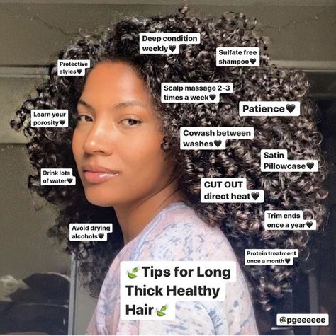 Tips For Thick Hair, Thicker Healthier Hair, Natural Hair Care Routine, Curly Hair Care Routine, Natural Hair Growth Tips, Hair Growth Secrets, Hair Growing Tips, Hair Growing, Natural Hair Care Tips