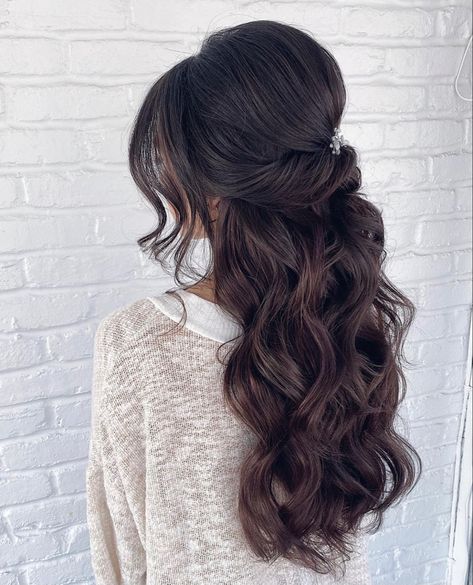 Half Up Half Down Bridal, Bridal Hair Half Up Half Down, Bride Hairstyles Updo, Half Up Half Down Hairstyle, Cute Prom Hairstyles, Down Hairstyle, Hair Solution, Wedding Hairstyles And Makeup, Half Up Wedding Hair