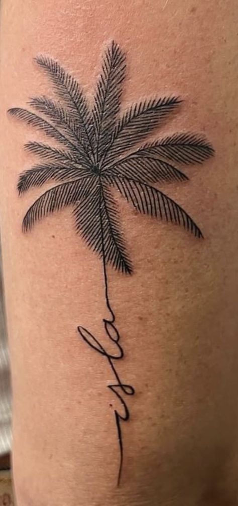 Isla Tattoos, Island Girl Tattoo, Jamaica Tattoo Ideas, Caribbean Tattoo Ideas, Tropical Tattoo, Africa Tattoos, Island Tattoo, Galveston Island, Theme Tattoo