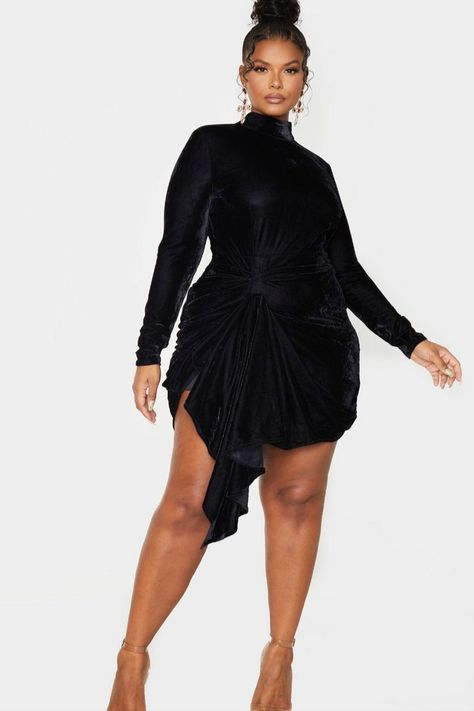 Plus Size Work Dresses, Leslie Sidora, Plus Size Dresses For Women, Black Velvet Skirt, Target Dresses, Curvy Model, Ruched Skirt, Plus Size Black, Skirt Midi