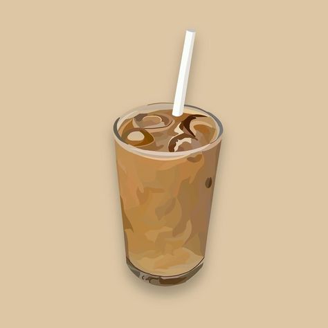 Iced Coffee Graphic, Ice Coffee Illustration, Iced Coffee Cartoon, Aesthetic Barista, Macbook Widgets, Drink Cartoon, Watercolor Food Illustration, Tea Wallpaper, Drink Illustration