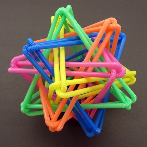 [Straws Thingy] Drinking Straw Crafts, Straw Sculpture, Straw Art, Geometric Sculpture, Elements And Principles, Wall Hanging Crafts, Hanging Flower Wall, Paper Flower Wall, Plastic Crafts