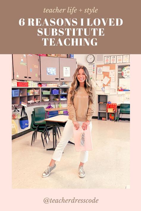 teacher dress code explaining the benefits of substitute teaching. Fun Substitute Teacher Games, How To Substitute Teach, Casual Substitute Outfits, Substitute Teacher Clothes, Permanent Substitute Teacher, Substitute Teacher Middle School, How To Be A Substitute Teacher, Classroom Management For Substitute Teachers, 3rd Grade Substitute Ideas