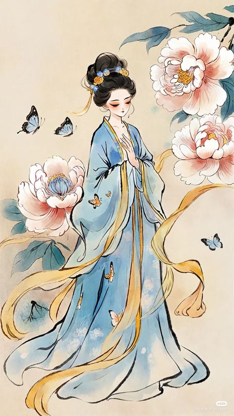 Chinese Drawings, Chinese Folk Art, Arte Nerd, Chinese Art Painting, Geisha Art, Japon Illustration, Soyut Sanat Tabloları, Chinese Art Girl, Korean Art