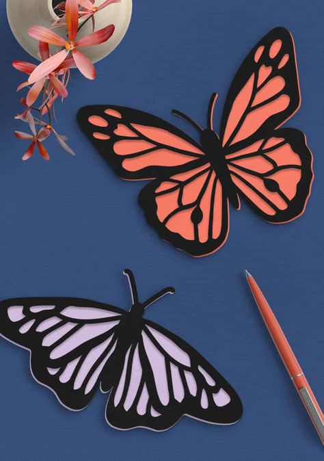 Free Butterfly SVG Files For Cricut And Silhouette Crafts - Persia Lou Free Butterfly Svg, Cricut Paper Crafts, Straw Decorations, Butterfly Mobile, Silhouette Curio, Butterfly Svg, Whimsical Wall Art, Butterfly Illustration, Butterflies Svg