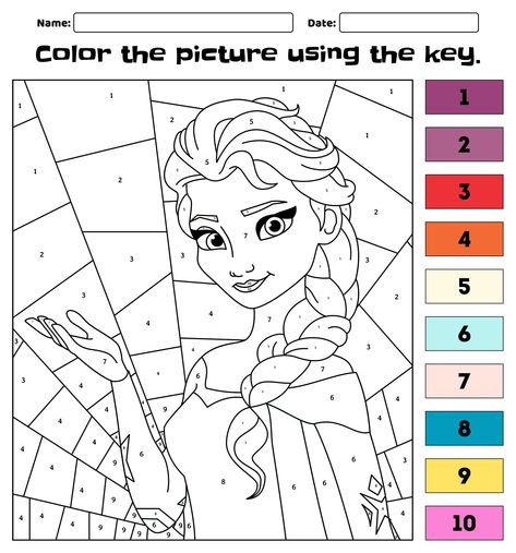 Frozen Coloring Pages Free Printables, Disney Color By Number Printable Free, Colour By Number Free Printable, Colour By Numbers Printable For Kids, Disney Color By Number, Pixel Art Color By Number, Free Color By Number Printables, Color By Number, Christmas Color By Number