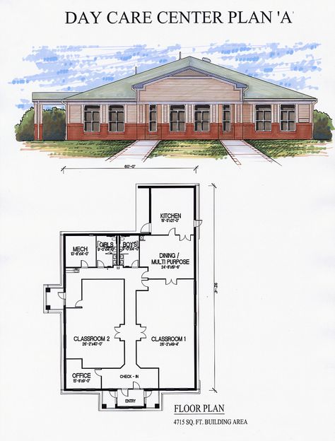 Day Care Center Plan A Daycare Center Ideas Buildings, Daycare Floor Plans, Daycare Building, Daycare Center Ideas, Child Care Center Design, Daycare Layout, Preschool Classroom Layout, Daycare Business Plan, Daycare Spaces