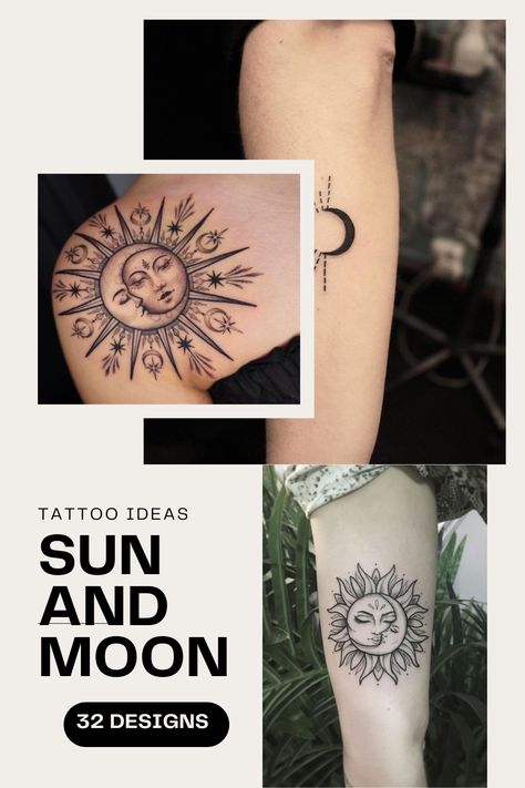 40 Sun and Moon Tattoos To Symbolize Intimacy, Balance, Spiritual Strength and More 39 Spiritual Tattoos Couples, Moon And Sun Chest Tattoo, My Whole World Tattoo, Celtic Sun And Moon Tattoo, Sun And Moon Tattoos For Women, Sun And Moon Couple Tattoo, Sun And Moon Tattoo Ideas, Star Sleeve Tattoo, Moon And Sun Tattoo