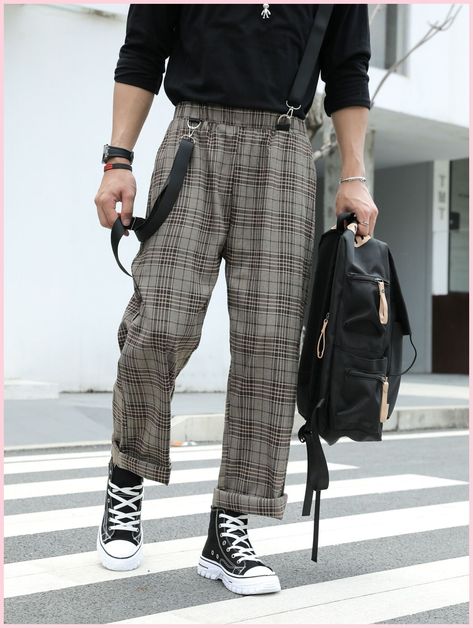 Trouser Pants Outfits, Outfits Quotes, Rok Midi, Sandal Tali, Plaid Jumpsuit, Pants Outfit Men, Queer Fashion, Guys Clothing Styles, Mens Outfit Inspiration