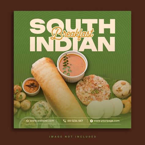 PSD special south indian delicious food ... | Premium Psd #Freepik #psd South Indian Food Social Media Post, Meal Breakfast, Food Marketing, Food Poster Design, South Indian Food, Coffee Poster, Funny Food, Restaurant Food, Social Media Banner