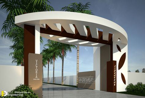 Beautiful City Gate Entrance Design Ideas | Engineering Discoveries Entrance Gates Design Architecture Front Entry, Entrance Design Ideas, Architecture Restaurant, Gate Entrance, Gate Wall Design, Gate Designs Modern, Front Wall Design, Modern Gate, Front Gate Design