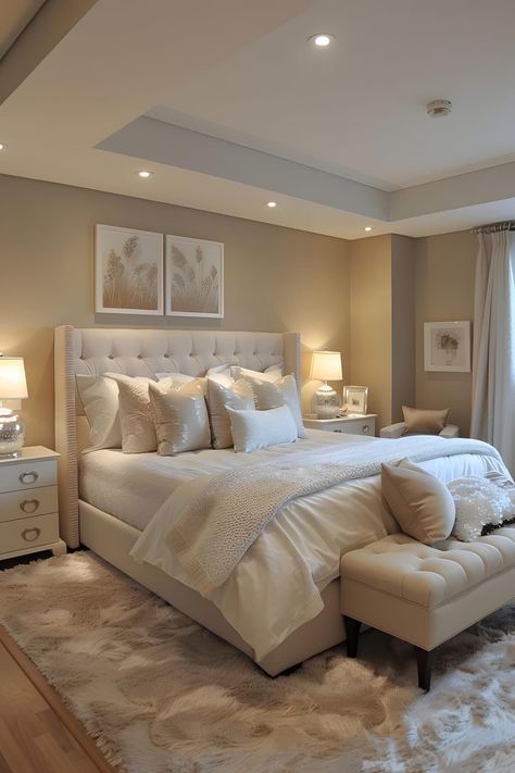 Beige Bedroom Decor, 2024 Bedroom, Beige Room, Bedroom Aesthetics, Luxe Bedroom, Classy Bedroom, Beige Bedroom, Bedroom Decor Cozy, Glam Room