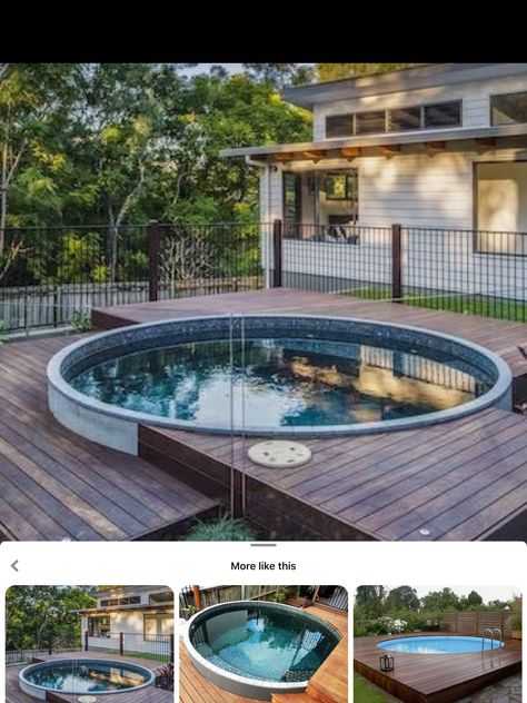 Round Pools With Decks, Water Tank Pool Ideas, Round Plunge Pool Ideas, Round Pool Ideas, Water Tank Pool, Stock Tank Swimming Pool, Tank Swimming Pool, Tank Pools, Stock Pools