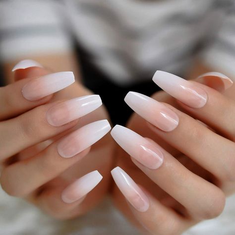 Best nails ideas Long French Nails, Nails Ballerina, Pink French Nails, Emerald Nails, Fake Nails Long, Coffin Press On Nails, Ballerina Nails, Nail Length, Fire Nails