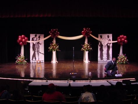 do some balloons at the points on the flowing fabric....buy a white sheet...purple balloons Pagent Stage Decorations, Pageant Decoration Ideas Stage Design, Pageant Stage Design, Pageant Decorations, Dream Decorations, Pageant Stage, Balloon Room, Pageant Questions, Balloon Topiary