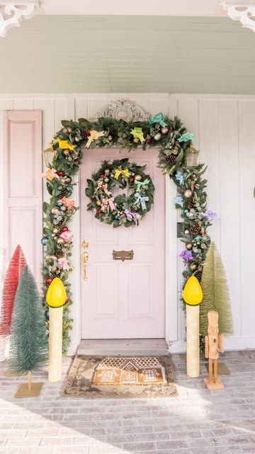 Ashley Wilson, Calm Room, Rainbow Order, Brother Christmas, Gold Wreath, Staffordshire Dog, Pink Holiday, Colorful Christmas, Bottle Brush Trees