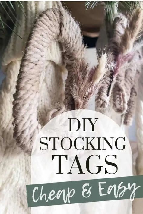 Get creative and personalize your stockings with these chic and budget-friendly DIY stocking tags, making your Christmas celebrations even more special Decorating Christmas Stockings Ideas Easy Diy, Easy Diy Christmas Stocking, Diy Christmas Stocking Tags, Stocking Tag Ideas, Diy Personalized Stockings Christmas, Stocking Tags Diy, Diy Stocking Tags, Easy Diy Stocking, Easy Diy Stockings