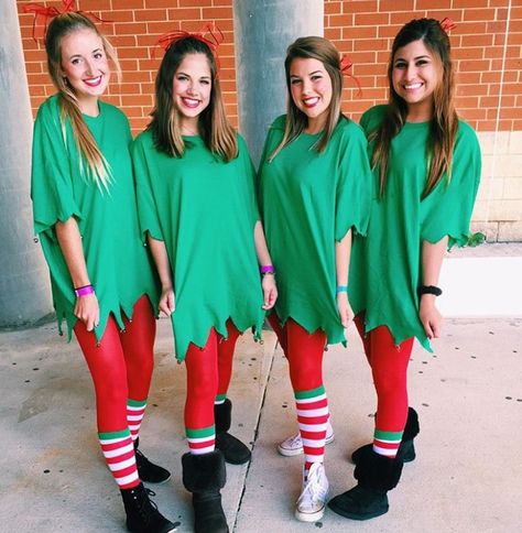 Holiday Spirit Week, Diy Elf Costume, Christmas Character Costumes, Christmas Costumes Diy, Neon Football, Sports Day Outfit, Christmas Costumes Women, Christmas Movie Characters, Dress Up Ideas