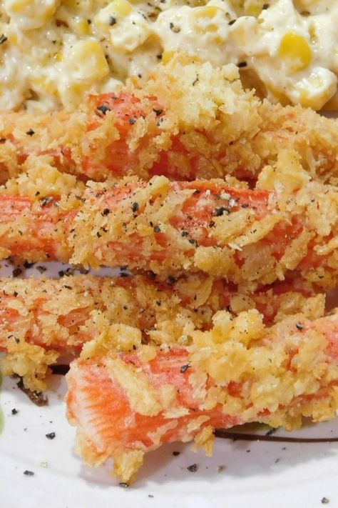 Fried Crab Sticks Recipe, Fried Crab Sticks, Panko Recipes, Fried Crab, Crab Sticks, Scrambled Eggs Recipe, Crab Stick, The Crab, Shallow Bowl