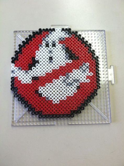 Ghostbusters Perler Beads, Pearl Beads Pattern Pixel Art, Ghostbusters Props, Bead Buddies, Ghostbusters Logo, Melt Beads Patterns, Easy Perler Bead Patterns, Perler Ideas, Pearl Beads Pattern