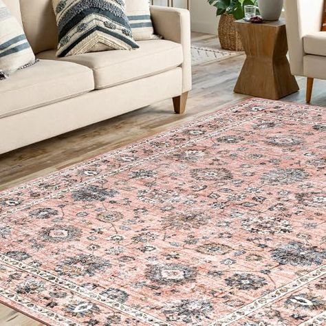 Mcadore 5x7 Area Rugs Pink Washable Boho Rug, Non Slip Carpet for Living Room, Bedroom, Kitchen, Soft Low-Pile Rug, Floral : Amazon.ca: Home Rugs Pink, Grey Couches, Sewing Furniture, Carpet For Living Room, 5x7 Area Rug, Massage Room, Home Goods Decor, Washable Rug, Soft Rug