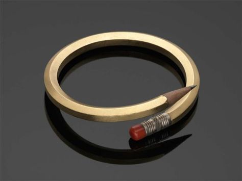 Pencil Bracelet, 1999. Noma Copley, American, 1916–2006 Pencil Bracelet, Gold Pencil, Teacher Wardrobe, Studio Jewelry, Graphic Design Humor, Wooden Pencils, Geek Chic, Contemporary Jewellery, Everyday Objects