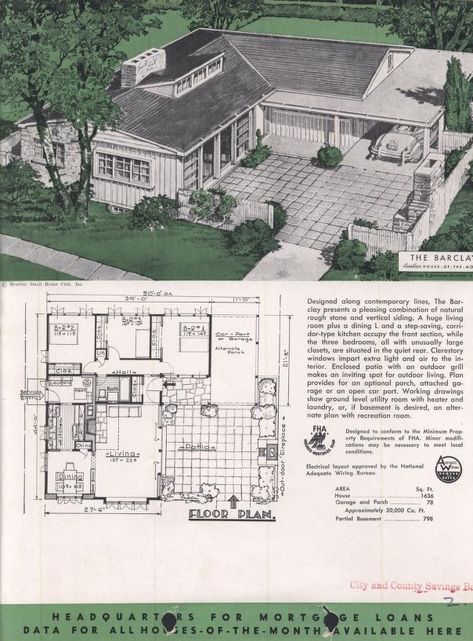 1950 House Plans, Small Houses Layout, Mcm House Plans, Small House Floorplan, Home Decor Ideas Vintage, Vintage Home Decor Ideas, Vintage Home Interior, 50s House, Vintage Floor Plans