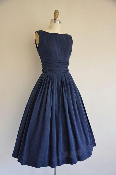 1950's Navy Dress with Matching Jacket: Feminine Clothes, Mode Tips, Fashion 1950s, School Things, Vintage 1950s Dresses, Dresses Ideas, 50s Dresses, 1950s Dress, 50s Fashion