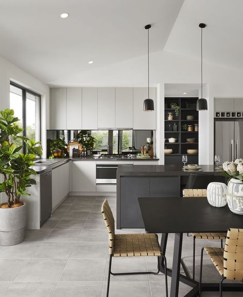 Display: Orana (Clyde North) Oyster Grey Laminex Kitchen, Grey Benchtop, Kitchen Cupboard Colours, Monochromatic Kitchen, Quantum Quartz, Cupboard Colors, Stone Benchtop, Kitchen Benchtops, Beaumont Tiles