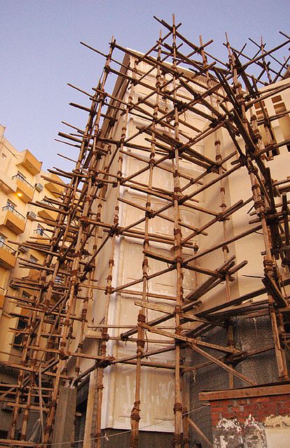 scaffolding by emilieclaireevans, via Flickr Wood Scaffolding, Wooden Scaffolding, Scaffolding Wood, Building Under Construction, Building Extension, The Lightning Thief, Bamboo Design, Summer Tour, Scaffolding