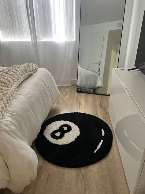 8 Ball Furniture, 8ball Rug Room, 8 Ball Rug Aesthetic, Rugs For Rooms Bedrooms, Cute Carpet Ideas, 8ball Room Decor, 8ball Carpet, 8 Ball Rug Stussy, Aesthetic Rugs For Bedroom