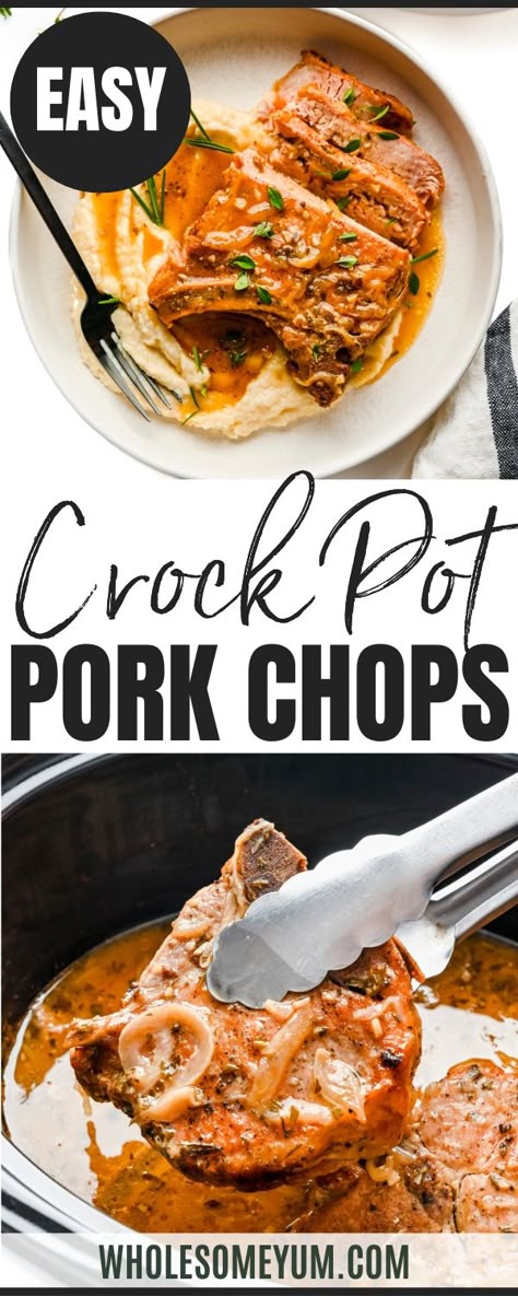 Crock Pot Pork Chops Easy, Pork Chops Easy, Slow Cooker Pork Chops Recipes, Crock Pot Pork Chops, Healthy Pork Chops, Healthy Pork Chop Recipes, Crock Pot Pork, Easy Casserole Dishes, Pork Crockpot Recipes