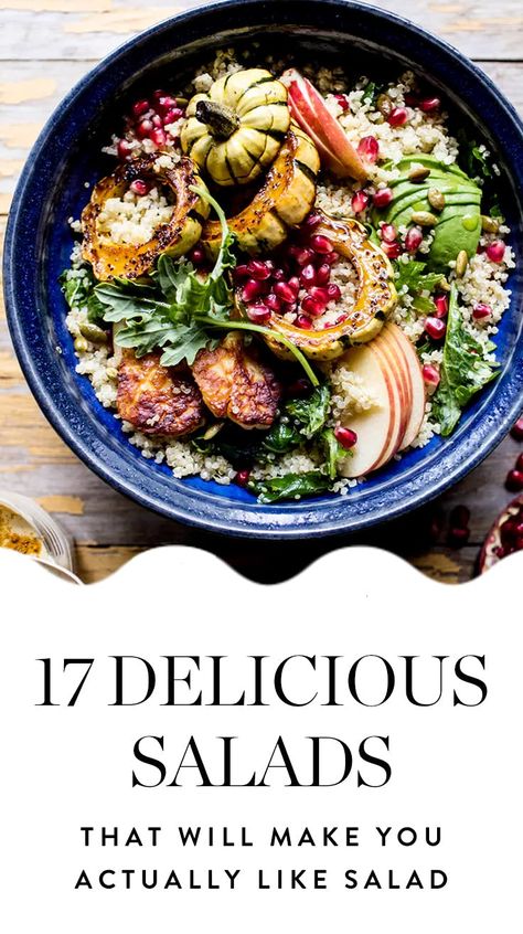 17 Amazing Salad Recipes for People Who Really Hate Salad Salads For People Who Don't Like Salad, Cafe Salads, Substantial Salads, Amazing Salad Recipes, American Salad, Unique Salad Recipes, Exciting Salads, Restaurant Salad, Snack Salad