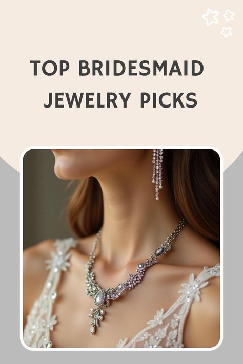 Top Bridesmaid Jewelry Picks Elegant Bridesmaid Dresses Long, Jewelry Guide, Bridesmaid Diy, Matching Bridesmaids, Bridal Tips, Stunning Bridesmaid Dresses, Dazzling Earrings, Chic Rings, Boho Bridesmaid