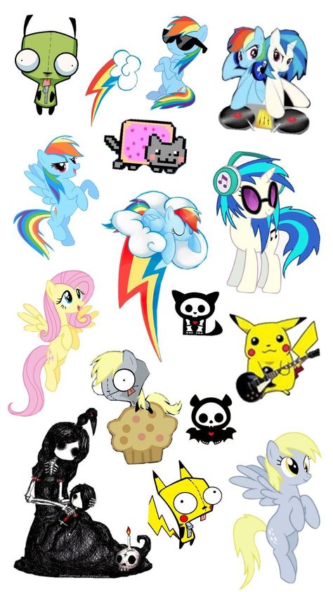 stickers!!! (* >ω<) #scene #print #stickers #mlp #mylittlepony #invaderzim #gir #emo #skelanimals #nyancat #pokemon #pikachu #rainbowdash Emo Pokemon, Stickers To Print, Nyan Cat, Pokemon Pikachu, Scene Emo, Invader Zim, Rainbow Dash, Print Out, Print Stickers