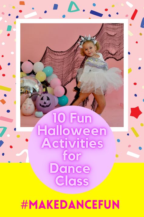 Halloween Dance Party Ideas, Halloween Dance Games, Halloween Preschool Gymnastics Ideas, Halloween Dance Ideas, Halloween Ballet Class Ideas, Halloween Preschool Gymnastics, Halloween Movement Activities, Halloween Dance Class Ideas, Halloween Dance Class Games