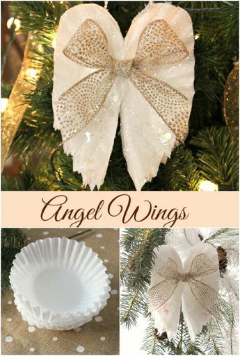 Christmas Angel Crafts, Diy Angels, Christmas Angel Ornaments, Christmas Hacks, Angel Crafts, Coffee Filter, Christmas Ornament Crafts, Homemade Christmas, Christmas Deco