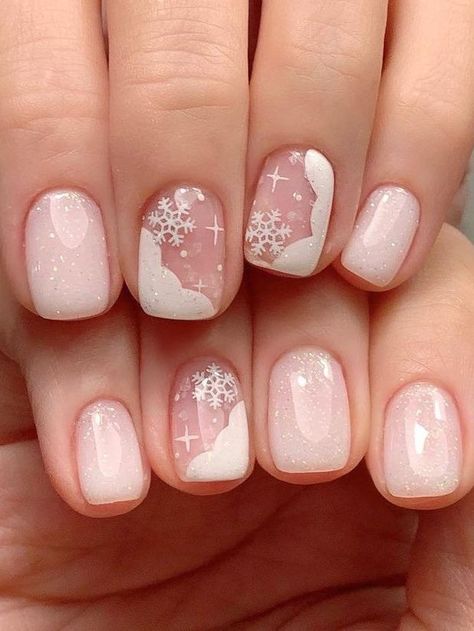 Disney Nails Winter, Short Nail Inspo Winter, Dark Maroon Nails, Snowflake Nails Short, Snow Nail Designs, Maroon Fall Nails, 23 Nails, Nails Snow, Ivory Nails