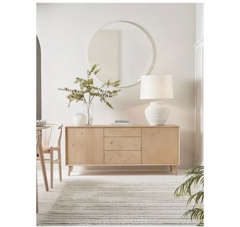 Scandi Sideboard, Uk Living Room, Danish Living Room, Sideboard Styling, Light Oak Furniture, Oak Furniture Living Room, Scandi Living Room, Sideboard Styles, Scandi Living