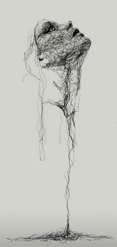 Disintegrate Art, Dark Scribble Art, Disintegration Art, Disturbing Sketches, Ambiguity Art, Graphite Drawings Ideas, Abstract Art Sketch, Dreamy Drawing, Identity Drawing