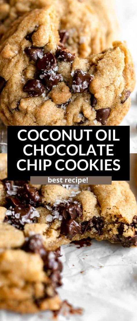 Gluten Free Dairy Free Cookies, Oil Chocolate Chip Cookies, Coconut Oil Chocolate Chip Cookies, Dairy Free Cookie Recipe, Dairy Free Chocolate Chip Cookies, Sugar Free Chocolate Chip Cookies, Coconut Oil Chocolate, Coconut Chocolate Chip Cookies, Dairy Free Baking