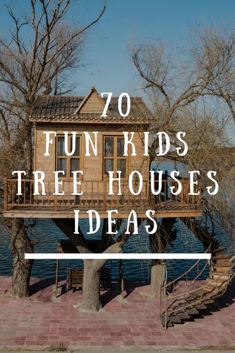 If you're a planning to build your very own tree house then check this out. A fun tree house like this is an amazing addition to your backyard. #treehouse #playhouse #backyard Treehouse Playhouse, Playhouse Backyard, Backyard Treehouse, Outside Playhouse, Goat Playground, Playhouse Plans, Building A Treehouse, Tree House Plans, Tree Fort