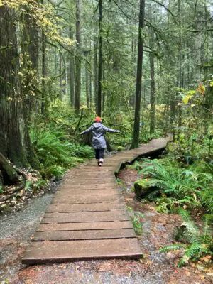 Hiking Outfit Raining, Rain Hiking Outfit, How To Camp In The Rain, Rainy Day Forest School Activities, Rainy Hike, Camping In The Rain Aesthetic, Hiking In The Rain, Rain Outfit, Forest Bathing