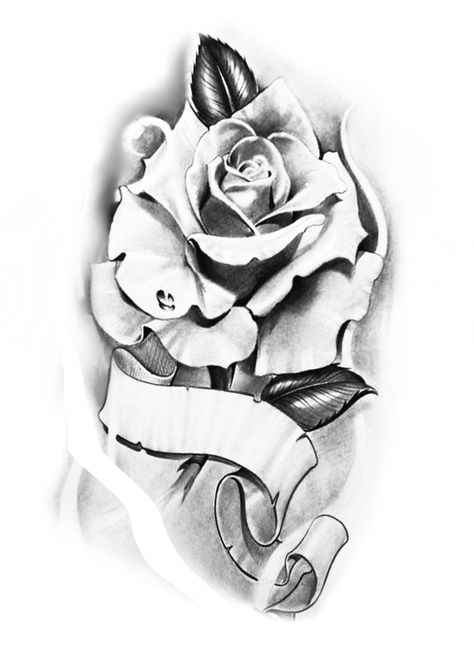 Rose And Banner Tattoo Design, Aztec Drawings, Rose Flower Sketch, Commercial Background, Octopus Tattoo Sleeve, Memorial Tattoo Ideas, Rose Tattoo Stencil, Bio Organic Tattoo, Realistic Rose Tattoo