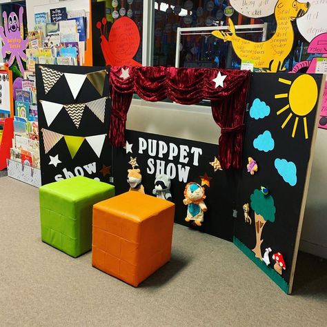 Miss May✏️ on Instagram: “How adorable is this Puppet Show Stage made by my lovely friend and colleague @tarafeben!?😍😍 During Term 3 we are exploring some different…” Theatre Activities For Preschool, Puppet Show Stage Diy, Show And Tell Ideas Preschool, Puppet Show Ideas, Diy Puppet Theater, Puppet Show Stage, Puppet Show For Kids, Fun Places For Kids, Puppet Stage