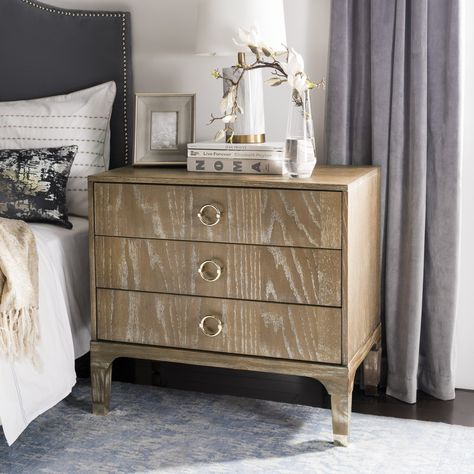 FOX6232D Nightstands - Furniture by Safavieh Chic Nightstand, Dresser Nightstand, Safavieh Furniture, Rustic Nightstand, Contemporary Nightstand, Oak Nightstand, Shabby Chic Dresser, 3 Drawer Nightstand, Sofa End Tables